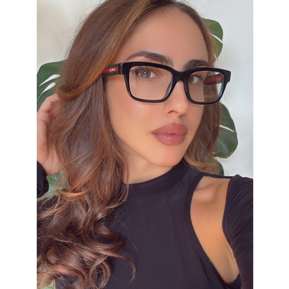 NEW Gucci GG1865O Black Striped Temple Eyeglasses Frames